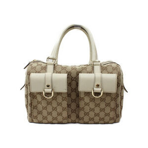 Gucci Boston Bag Leather Canvas White